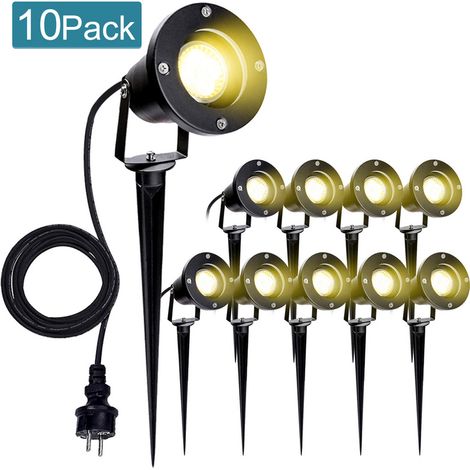 Hengda – Projecteur à piquer LED 10x 4W blanc chaud – IP65 étanche – 320 lm – Angle de faisceau 110° – Fonte d'aluminium avec verre transparent (1/5)