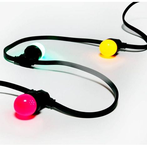 Guirlande Guinguette 30 mètres 60 ampoules multicolores 2W E27 IP65 Riviera PRO Connect