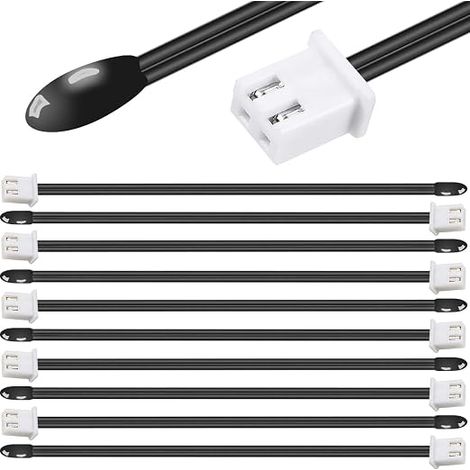 Lot de 10 sondes de température à thermistance NTC avec prise XH2.54-2P 3950 B valeur Capteur de température sensible à l'époxy pour climatiseur Réfrigérateur congélateur thermostat (40cm) (1/5)