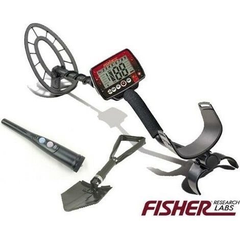 Fisher F44 metal detector piastra 11" + Pala scavo pieghevole + Pointer nero