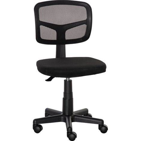 Chaise de bureau ergonomique en tissu noir, hauteur réglable, 43 x 48 x 77,5-89,5 cm (1/5)