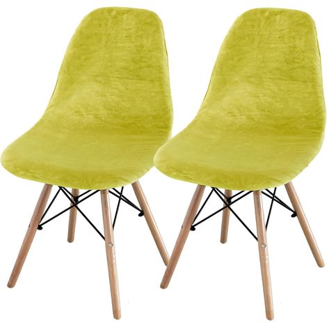 Set of 2/4/6 Mid-Century Modern Dining Chair Covers – Armless Chair Covers for Kitchen, Dining Room (Grass Green) (1/5)