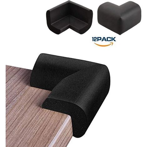 Paquete de 12 protectores de esquinas de mesa para bebés, autoadhesivos de espuma - Negro (1/5)