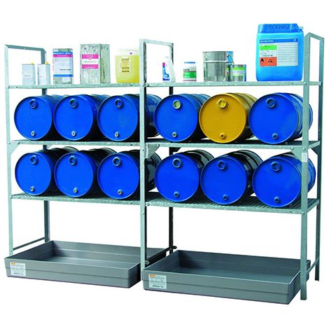 Scaffalatura per 6 fusti da 60L + 1 ripiano - Modulo iniziale - 7734F
