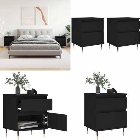 Nachttische 2 Stk. Schwarz 40x35x50 cm Holzwerkstoff - Nachttisch - Beistelltisch - Wohnzimmermöbel - Schlafzimmerschreibtisch - Holzwerkstoffmöbel - Home & Living (1/5)