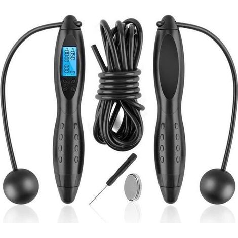 Corde à Sauter - DIYIOT - Numérique Réglable avec Compteur de Calories - Noir (1/4)