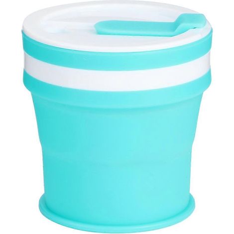 Gobelet pliable en silicone 350ml, tasse de voyage compacte et réutilisable, idéale pour le camping et les activités extérieures, mug escamotable avec couvercle, facile à transporter. (1/5)