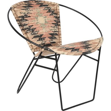 Fauteuil design Kilim coloré et métal pour intérieur unique - Palette ethnique multicolore sur métal noir (1/5)