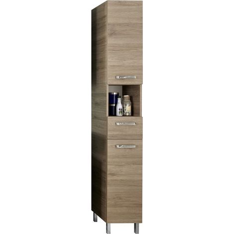 Badezimmer Hochschrank OSTENDE-66 in Sanremo Eiche Terra quer Nb. - B/H/T: 30/195,5/33cm (1/4)