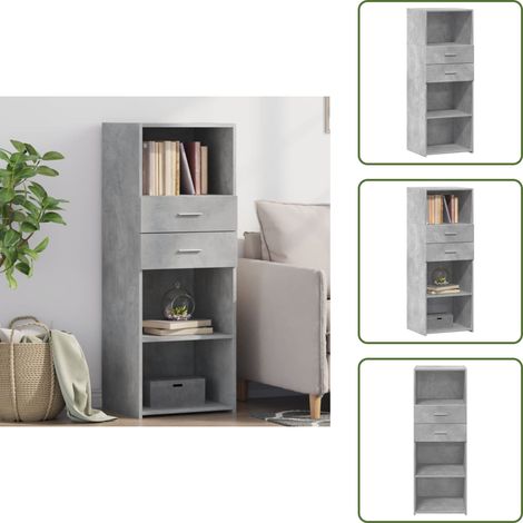 Highboard Betongrau 45x42,5x124 cm Holzwerkstoff - Sideboard - Hochschrank - Wohnzimmermöbel - Holzwerkstoff - Grauer Schrank (1/5)