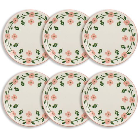 Lot de 6 assiettes à dessert 19cm en porcelaine, PRIMAVERA (1/5)