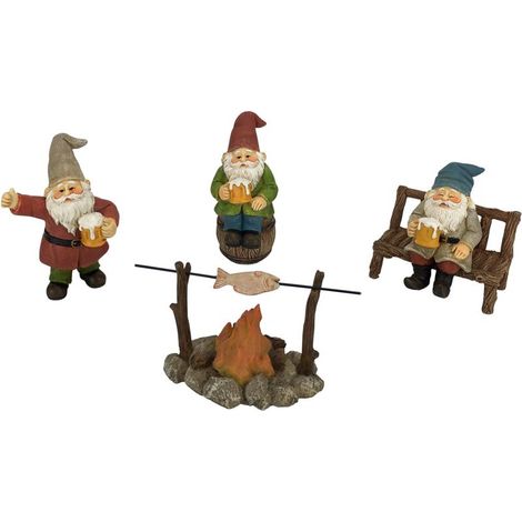 Nains Joyeux compagnons de taverne - Un Ensemble de 5 pièces de Nains de Jardin pour Le Jardin Miniature enchanté