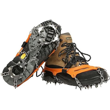 Crampons en acier inoxydable à 19 dents, antidérapants pour la neige et la glace, pour chaussures et bottes. Sécurité et protection hivernales pour la pêche, la marche, la randonnée et l'escalade. (1/5)