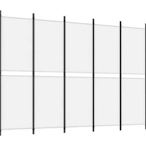 Paravent Cloison de séparation 5 panneaux, Pour Jardin, Balcon, Terrasse Blanc 250x180 cm Tissu OIB2248E (1/5)