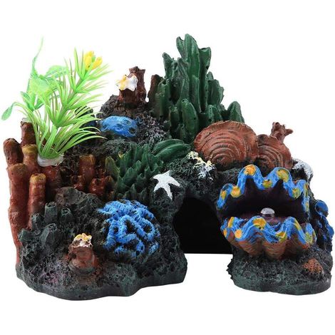 Décor Aquarium Grotte Résine Paysage Miniature Ornements Plantes Artificielles Objets Décoratifs pour Bac à Poissons (1/5)