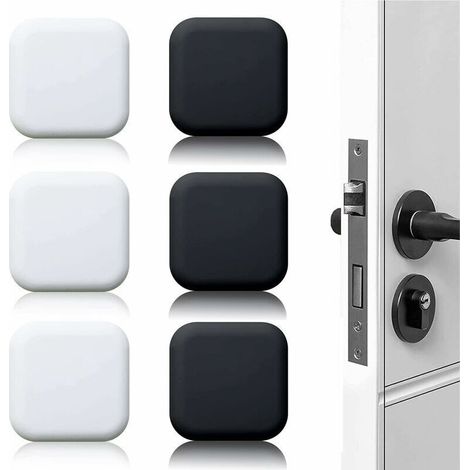 Butoir de porte mural grand 6 pièces tampon de porte autocollant en caoutchouc blanc/noir 45mm×45mm tampon de poignée de porte tampon mural pour poignées de porte contre butée de porte (1/5)
