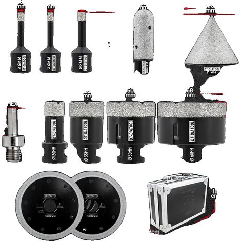 Foret à béton, matériau en diamant durable, kit complet, 12pcs Valise, Fil M14 (1/2)