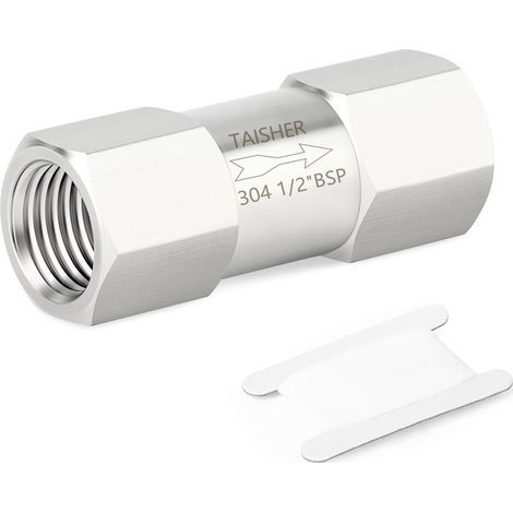 1 pièce – Clapet anti-retour en acier inoxydable 304, 1/2\" BSP Femelle x 1/2\" BSP Femelle – Prévention du reflux d'eau – Clapet unidirectionnel (1/3)