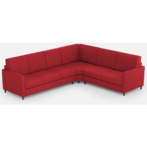 Canapé d'angle moderne italien tissu rouge Korane - 5 tailles 281x241 cm-Taille 281x241 cm (1/5)