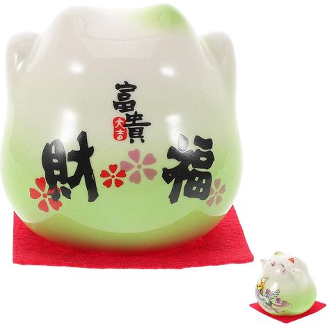 Figurine Sculpture Verte de Chat en Céramique et Résistante la Décoloration pour Décoration de Bureau pour Espaces Commerciaux et Décoration Intérieure (1/5)