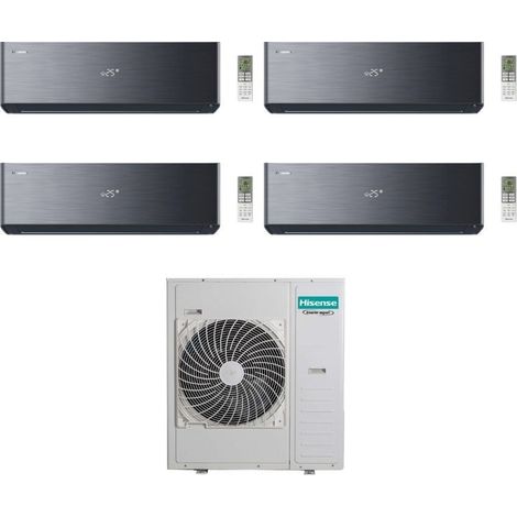 Climatiseur Hisense Energy Pro X Black Quadri Split 9+9+12+12 avec 5AMW125U4RTA Inverter Wi-Fi R-32 Classe A++