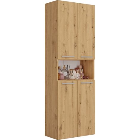 Colonne de salle de bain 60 cm, 5 étagères, Chêne Artisan, 60 x 30 x 174 cm (1/5)