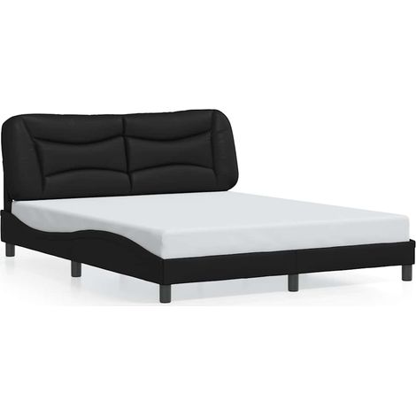 Lit double Lit adulte Cadre de lit sans matelas Hvar noir 160x200 cm similicuir (1/5)