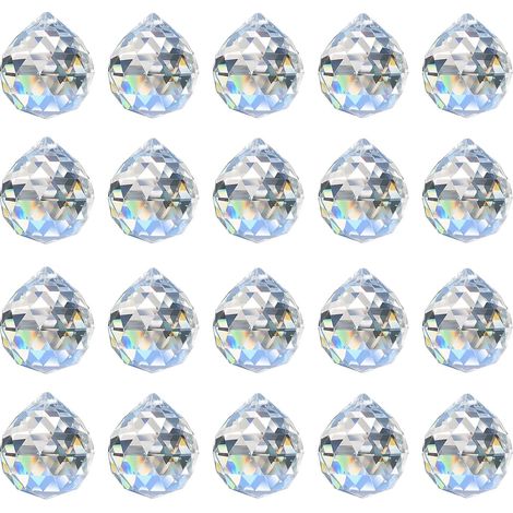 20er-Pack 20 mm Kristallkugel-Anhänger – für Kronleuchter, Feng-Shui-Sonnenfänger, Hochzeiten & Wohnkultur