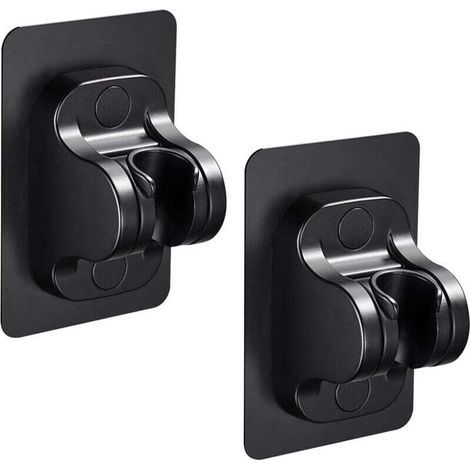 Duschkopfhalterung ohne Bohren, selbstklebende Duschkopfhalterung, abnehmbare, wandmontierte Duschkopfhalterung mit verstellbarem Winkel, für Duschköpfe und Handbrausen, 2 Stück (Schwarz) (1/3)