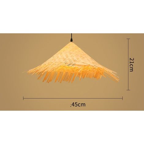 Suspension Luminaire Parasol en Osier, Abat jour Bohème Chic D45 x H 21cm (1/3)