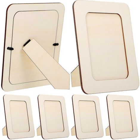Lot de 6 cadres photo rectangulaires en bois de 15 cm (6 pouces) à monter soi-même, parfaits pour décorer une table.-18.90X13.80X0.50CM (1/4)