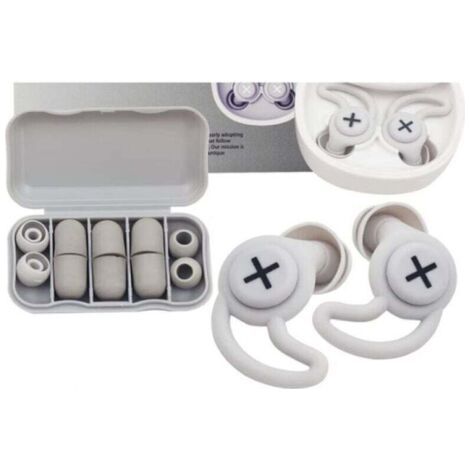 Bouchons d'oreilles, gris, bouchons d'oreilles en silicone réutilisables et lavables, pour dormir, réduire le bruit et protéger les oreilles (1/4)