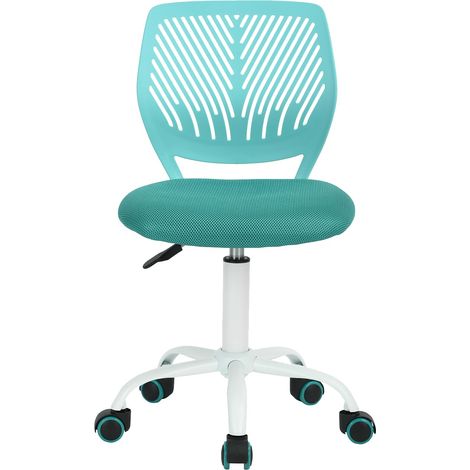 Chaise de Bureau Moderne Ergonomique, Chaise Ordinateur Réglable, Siège de Travail Pivotant sans Accoudoirs, aux Chambres D'Étude des Jeunes et aux Bureaux à Domicile, Turquoise Candy