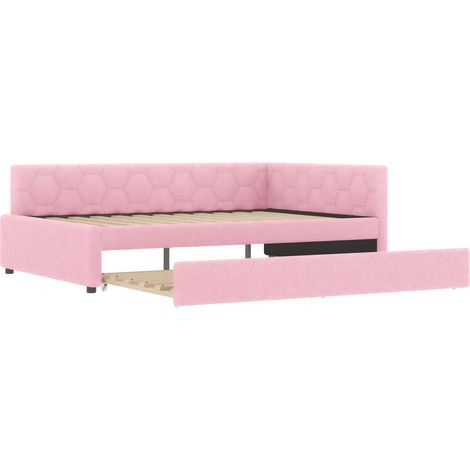 Cama nido 140 x 200 cm con cama inferior, puertos USB Type-C y lámpara, rosa (1/5)