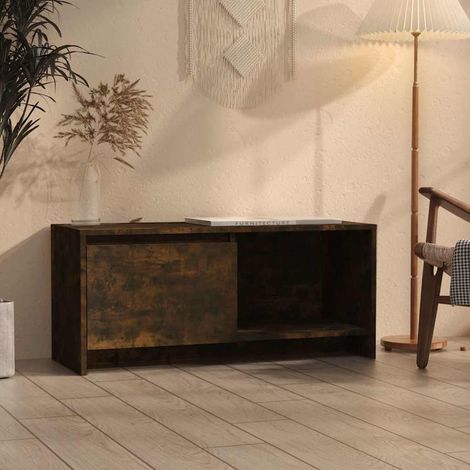 vidaXL TV Cabinet Smoked Oak 90x35x40 cm Engineered Wood (1/5)
