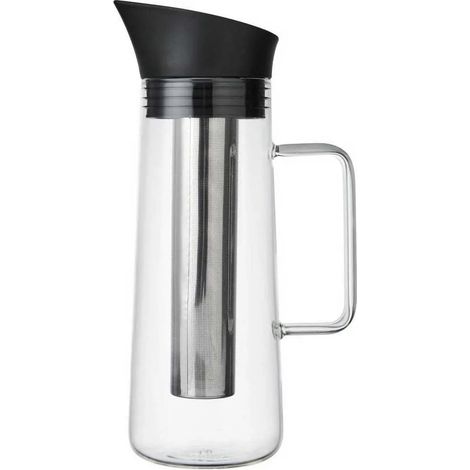 La Cafetière Cafetera de infusión en frío con filtro de malla, apta para lavavajillas, tapa con pico para jarra, recipiente para café helado, té helado, bebidas de frutas caseras, 1 l (1/3)