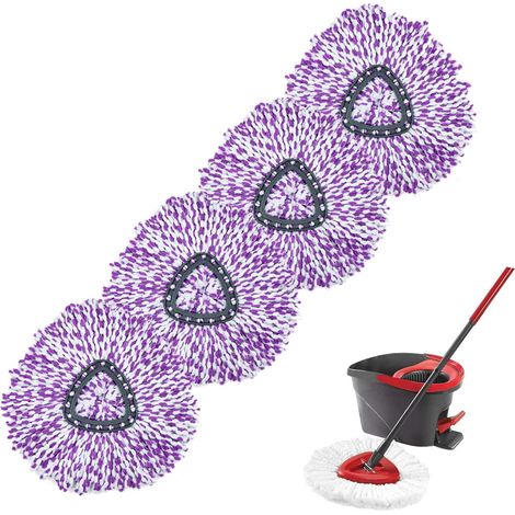 Tête de Rechange de Remplissage Spin MOP Compatible avec o-cedar/vileda MOP Microfibre Tapis MOP pour Triangle Rotatif MOP Lavable et réutilisable (Pack de 4 Violet)