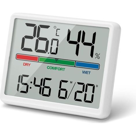 Thermomètre hygromètre numérique d'intérieur, grand écran LCD, portable, enregistrement min/max, convient pour la maison, le terrarium, la chambre de bébé, l'incubateur, la cave à vin