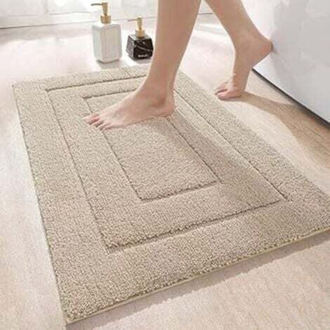 [JAMAIS UTILISÉ] Tapis de salle de bain antidérapant beige, 40x60 cm, microfibre, doux et absorbant, lavable en machine, tapis de douche extra épais (1/4)