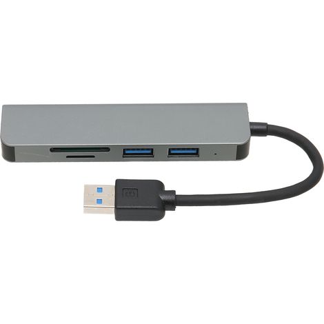 Hub USB 5-en-1 avec 3 Ports 5Gbps, Lecteur de Cartes TF, Station d'Accueil pour PC, Ordinateurs Portables, Imprimantes et Clés USB (1/5)