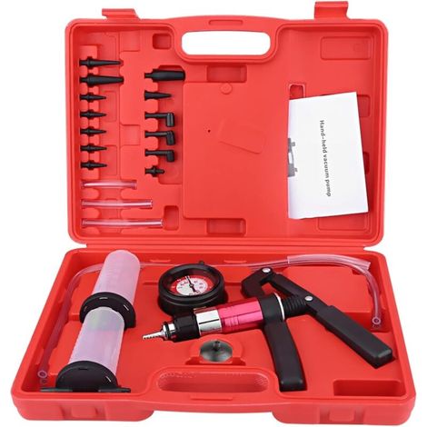 kit de Ventilation de Frein, manomètre Manuel Pompe à Vide testeur kit avec Adaptateur Liquide de Frein Outil de Remplacement système de Ventilation d'embrayage pour Voiture, Moto, Camion ZS-1301 (1/4)