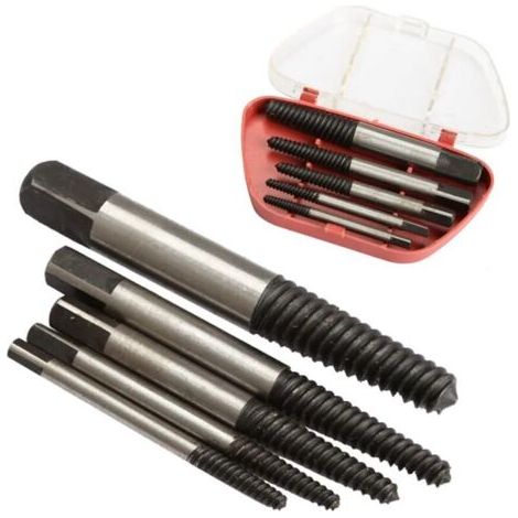 Jeu d'extracteur de vis en acier 3mm-18mm, Kit d'outils pour enlever les boulons et les goujons, perceuse centrale, 5 pièces (1/4)