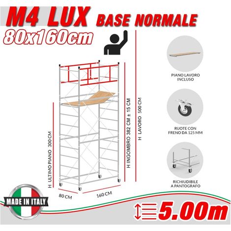 Trabattello M4 LUX base normale Altezza lavoro 5 metri