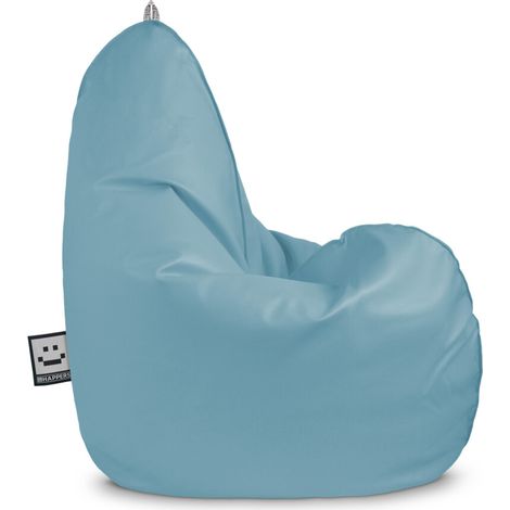 Pouf poire relax similicuir intérieur bleu ciel – Dimensions XL 90x120x140 cm – Remplissage billes ignifuges – Confortable et léger – Happers (1/5)