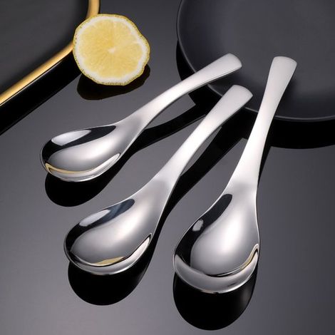 Cuchara de acero inoxidable 304 para cucharón de sopa,cuchara para beber,cucharas para sopa,cucharón de sopa de fondo redondo profundo y grueso