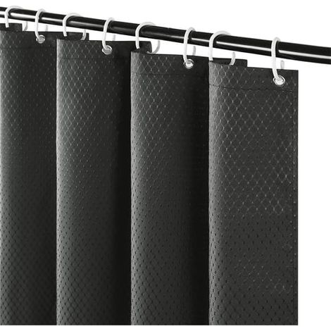 Rideau de douche gris foncé 180 x 200 cm, imperméable, pour salle de bain, taille M (1/5)