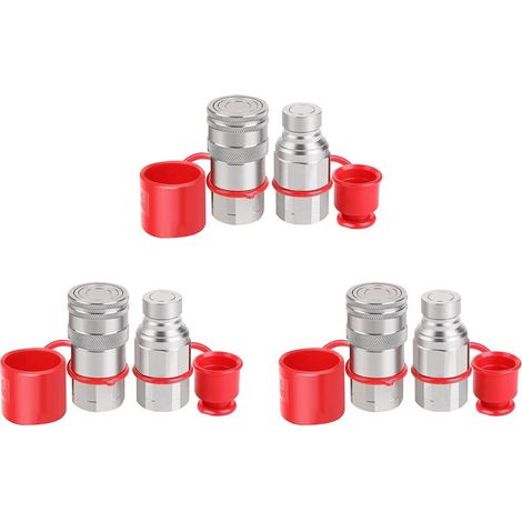 Adecuado para acoplamientos hidráulicos de conexión rápida de 3 piezas y 1/2 pulgada NPT, acoplamientos de conexión rápida para paneles de cargadoras compactas, con 2 tapas antipolvo.
