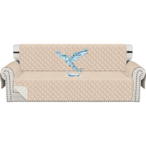 Sofabezug 4 Sitzer wasserdicht, kratzfest, mit Armlehnen, beige (1/5)