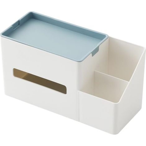 Organizador de cajas de pañuelos, soporte multifuncional de escritorio para cajas de pañuelos, elegante caja de almacenamiento de plástico para guardar pañuelos, mandos a distancia y otros artículos. (1/3)