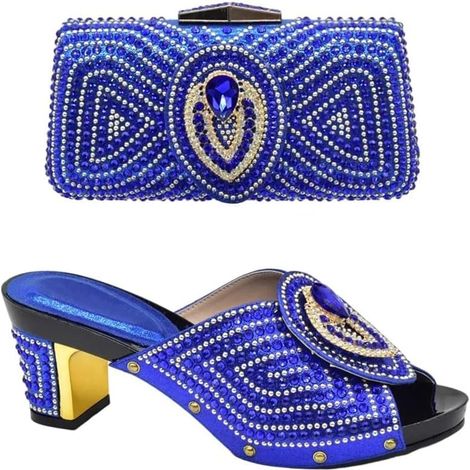 Ensemble de chaussures et sac à main pour femme - Grande taille - Avec strass - Avec sac à main assorti - Pour mariage et fête (1/5)